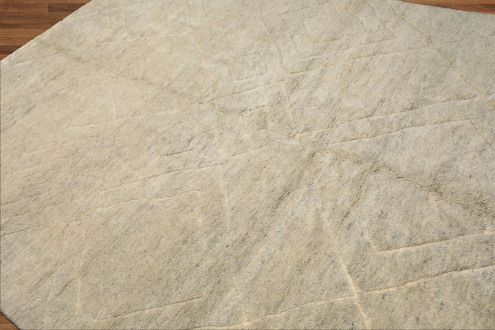 8x10 Beige, Gray, Color Hand Knotted Moroccan Wool Modern & Contemporary Oriental Rug