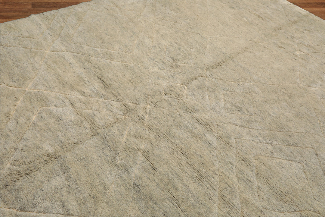 8x10 Beige, Gray, Color Hand Knotted Moroccan Wool Modern & Contemporary Oriental Rug