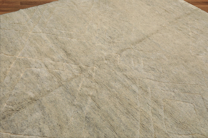 8x10 Beige, Gray, Color Hand Knotted Moroccan Wool Modern & Contemporary Oriental Rug