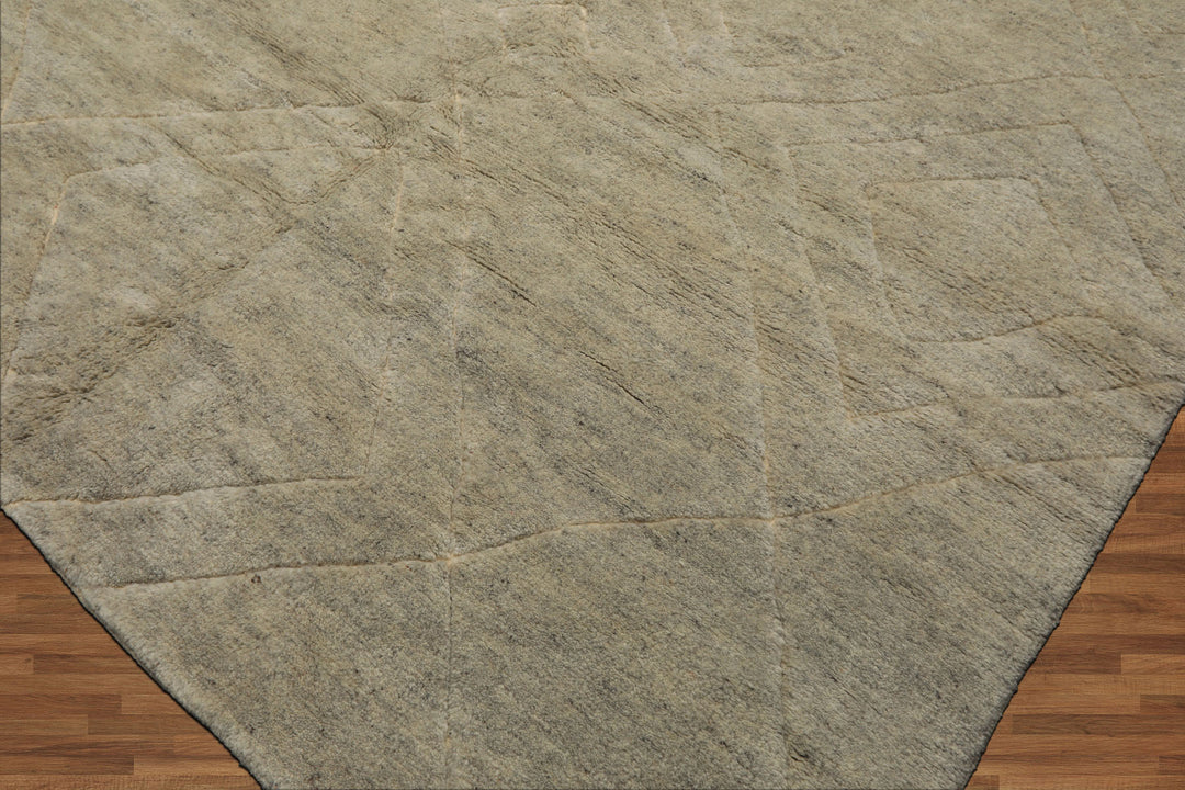 8x10 Beige, Gray, Color Hand Knotted Moroccan Wool Modern & Contemporary Oriental Rug
