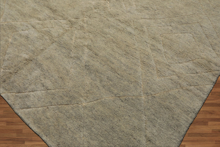 8x10 Beige, Gray, Color Hand Knotted Moroccan Wool Modern & Contemporary Oriental Rug