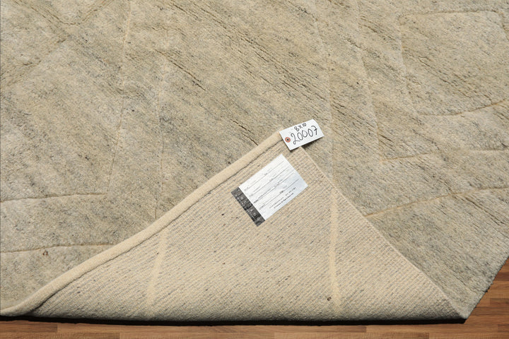 8x10 Beige, Gray, Color Hand Knotted Moroccan Wool Modern & Contemporary Oriental Rug