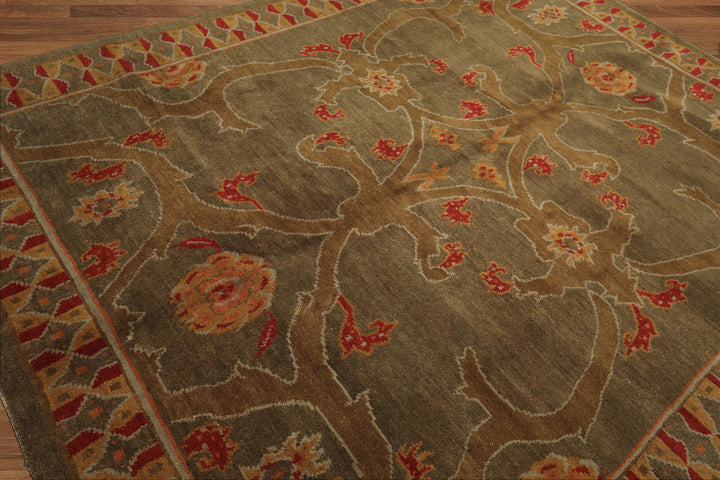 8x10 Moss, Gold, Red Color Hand Knotted Tibetan Wool Arts & Crafts Oriental Rug