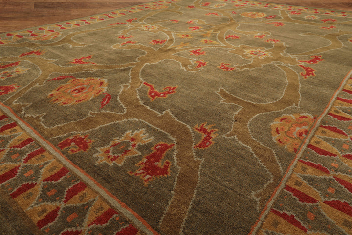 8x10 Moss, Gold, Red Color Hand Knotted Tibetan Wool Arts & Crafts Oriental Rug