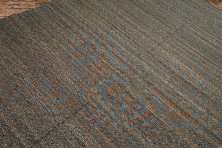 8x10 Teal, Brown, Color Hand Woven Kilim Wool Modern & Contemporary Oriental Rug