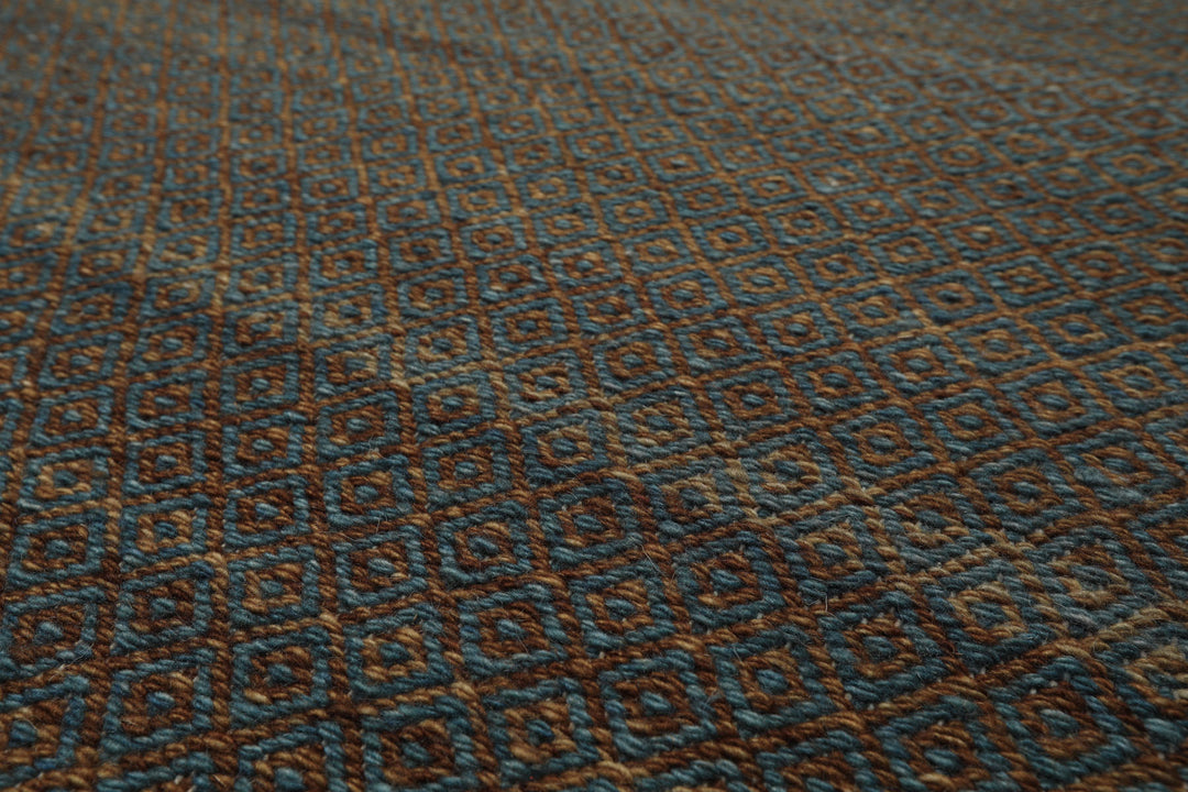 8x10 Teal, Brown, Color Hand Woven Kilim Wool Modern & Contemporary Oriental Rug