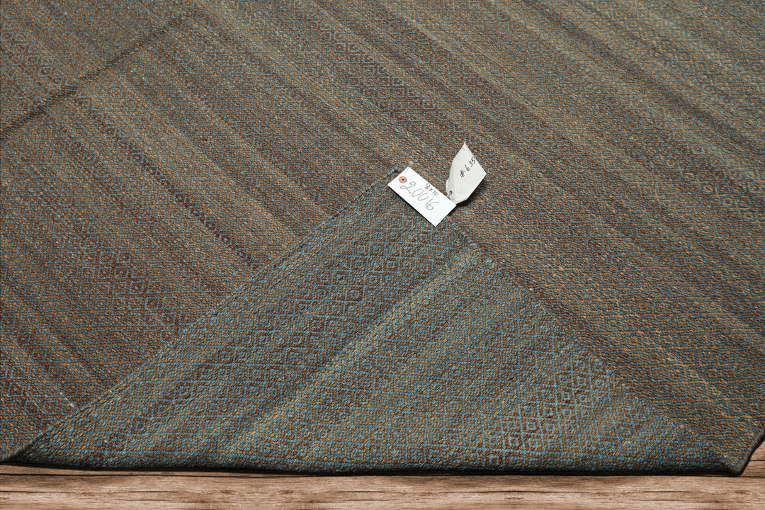 8x10 Teal, Brown, Color Hand Woven Kilim Wool Modern & Contemporary Oriental Rug