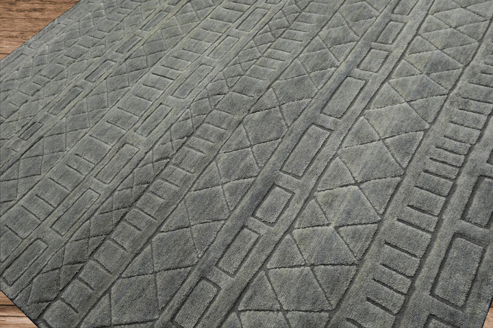 8x10 Tone on Tone Gray, , Color Hand Knotted Tibetan Wool Modern & Contemporary Oriental Rug