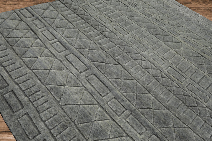 8x10 Tone on Tone Gray, , Color Hand Knotted Tibetan Wool Modern & Contemporary Oriental Rug