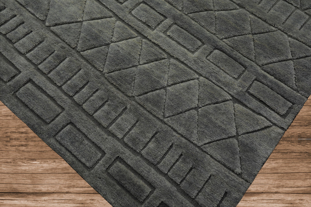 8x10 Tone on Tone Gray, , Color Hand Knotted Tibetan Wool Modern & Contemporary Oriental Rug