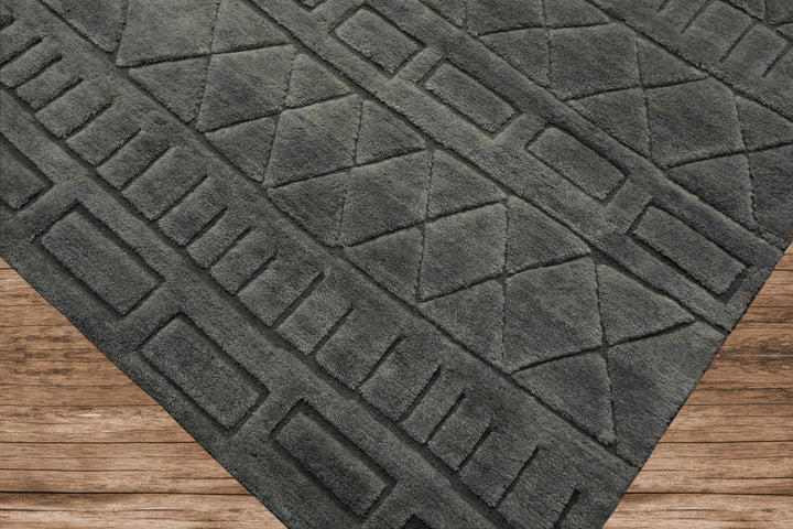 8x10 Tone on Tone Gray, , Color Hand Knotted Tibetan Wool Modern & Contemporary Oriental Rug