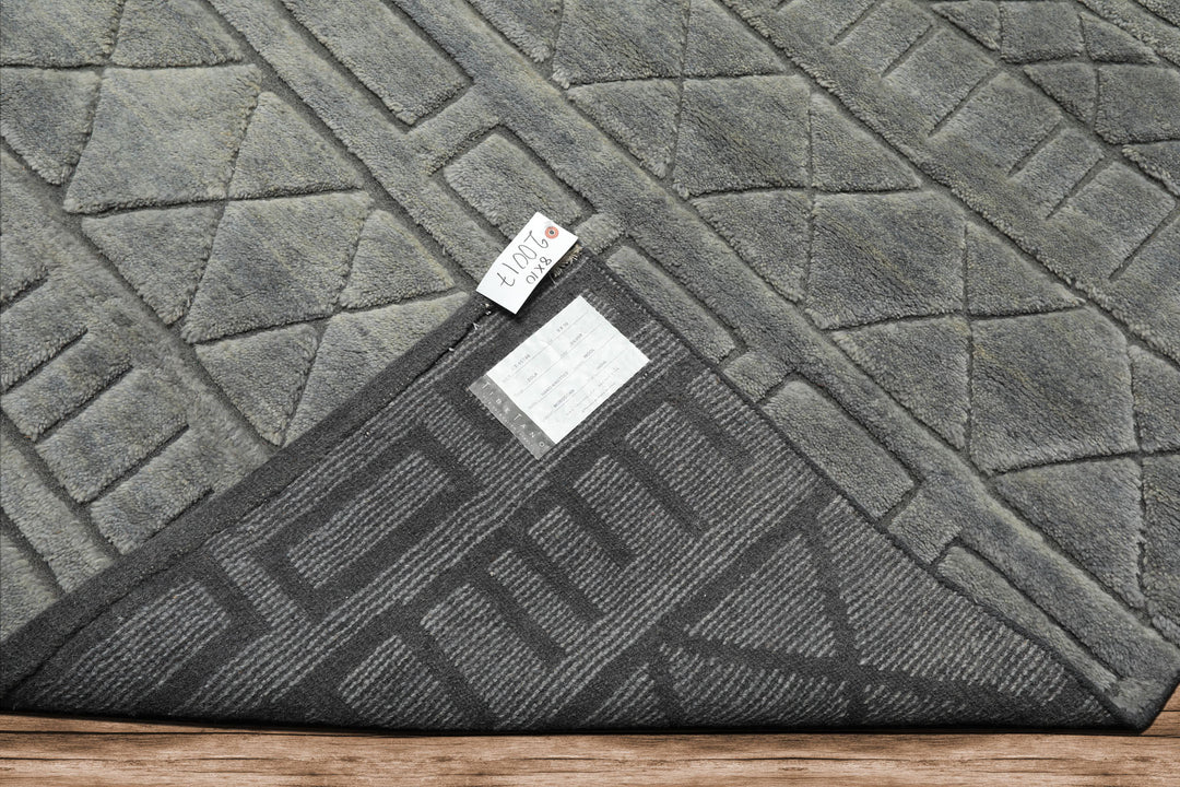 8x10 Tone on Tone Gray, , Color Hand Knotted Tibetan Wool Modern & Contemporary Oriental Rug