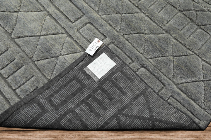 8x10 Tone on Tone Gray, , Color Hand Knotted Tibetan Wool Modern & Contemporary Oriental Rug