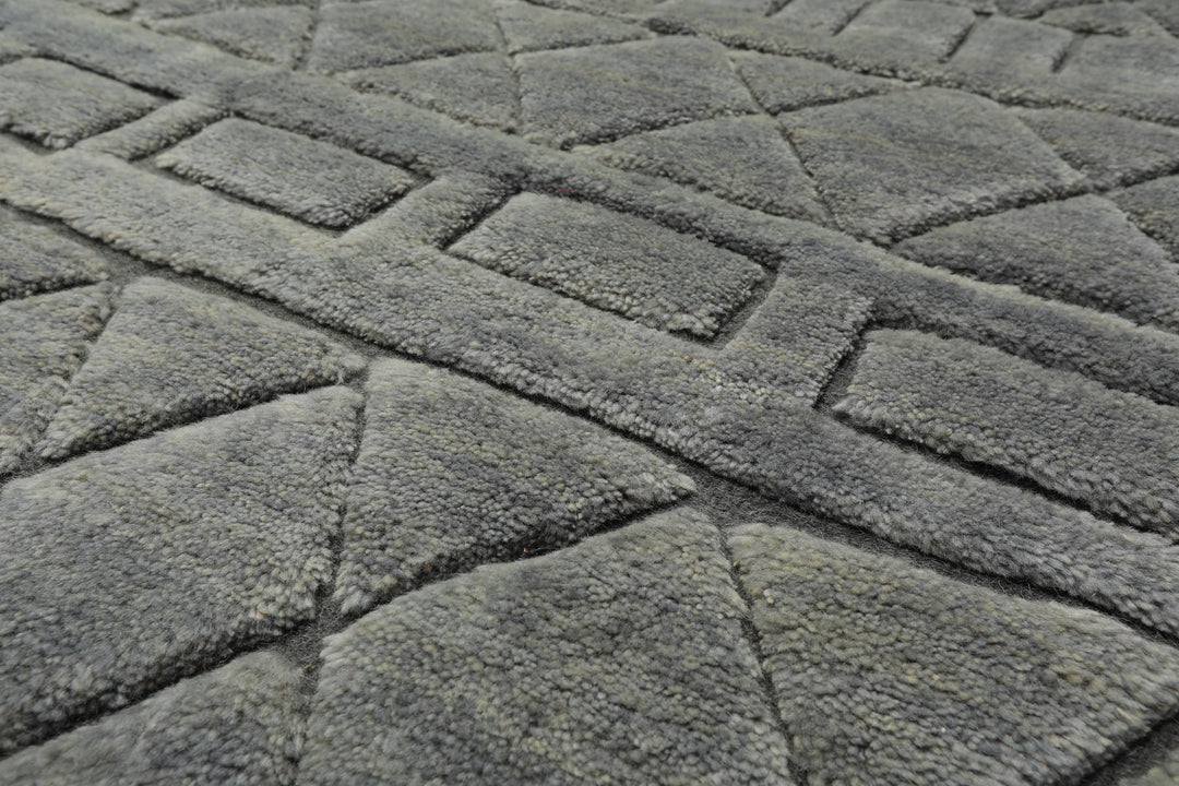 8x10 Tone on Tone Gray, , Color Hand Knotted Tibetan Wool Modern & Contemporary Oriental Rug