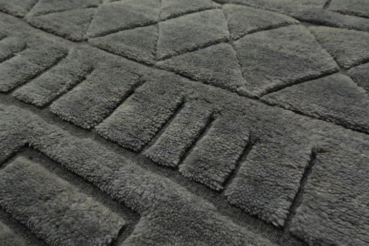 8x10 Tone on Tone Gray, , Color Hand Knotted Tibetan Wool Modern & Contemporary Oriental Rug