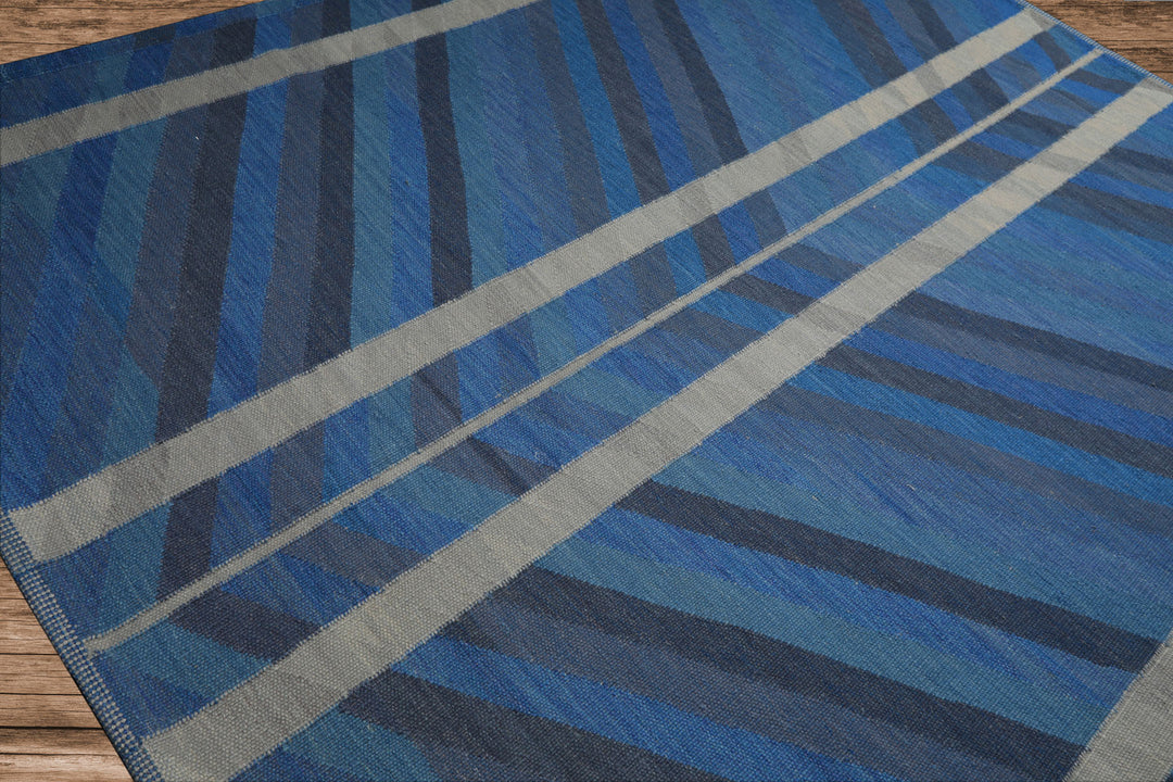 8x10 Blue, Gray, Beige Color Hand Woven Kilim wool Modern & Contemporary Oriental Rug