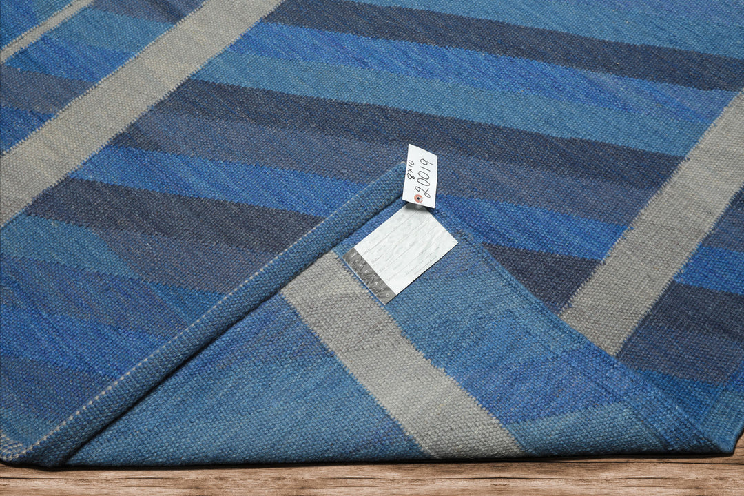 8x10 Blue, Gray, Beige Color Hand Woven Kilim wool Modern & Contemporary Oriental Rug