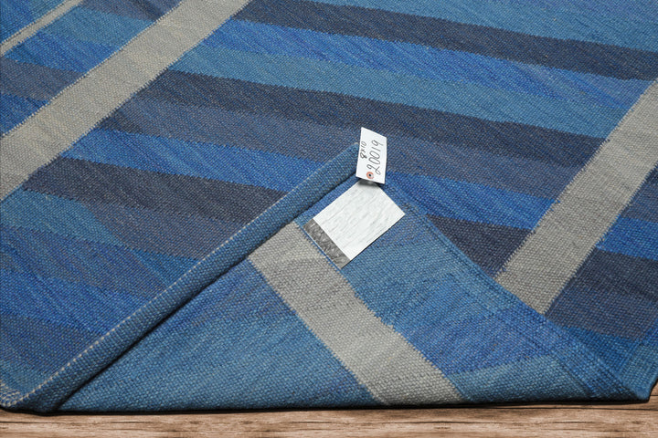 8x10 Blue, Gray, Beige Color Hand Woven Kilim wool Modern & Contemporary Oriental Rug