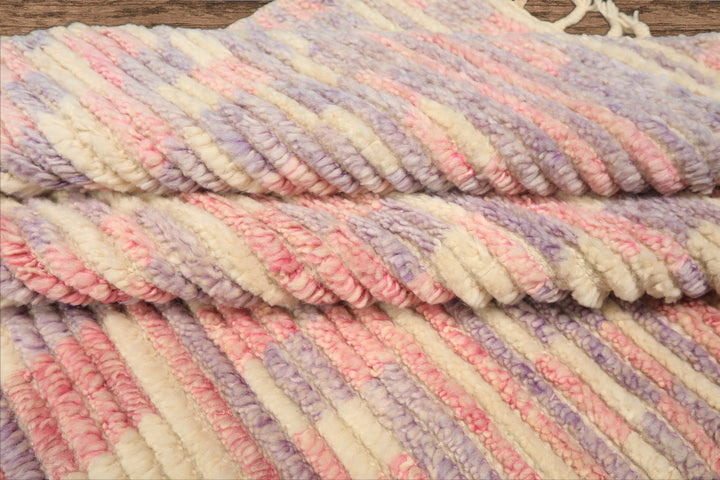8x10 Ivory, Blush, Lavender Color Hand Knotted Moroccan Wool Modern & Contemporary Oriental Rug