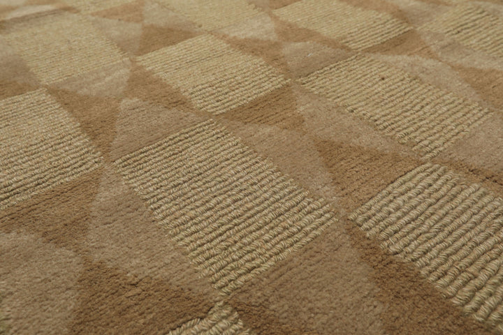 6x9 Moss, Beige, Tan Color Hand Knotted Tibetan Wool Modern & Contemporary Oriental Rug