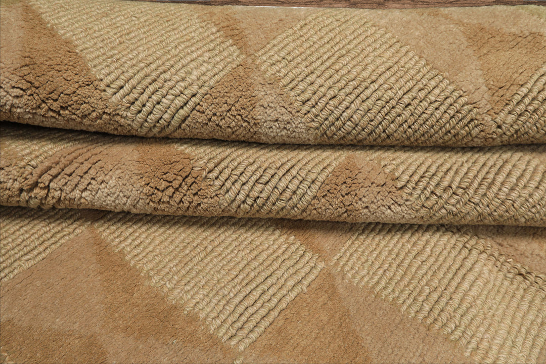 6x9 Moss, Beige, Tan Color Hand Knotted Tibetan Wool Modern & Contemporary Oriental Rug