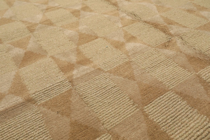 6x9 Moss, Beige, Tan Color Hand Knotted Tibetan Wool Modern & Contemporary Oriental Rug