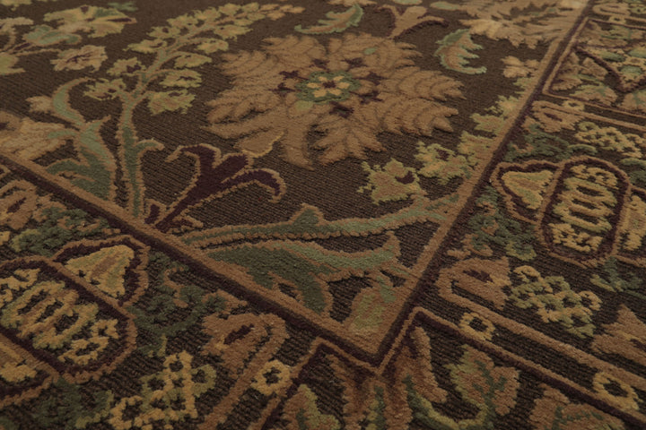 9x12 Brown, Tan, Sage Color Hand Knotted French Aubusson Savonnerie Wool Traditional Oriental Rug