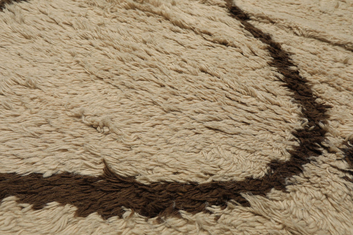 8x10 Ivory, Green, Coral Color Hand Knotted Moroccan Wool Modern & Contemporary Oriental Rug