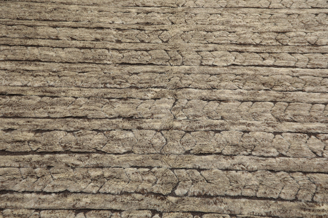 9x12 Beige, Brown, Color Hand Knotted Moroccan Wool Modern & Contemporary Oriental Rug