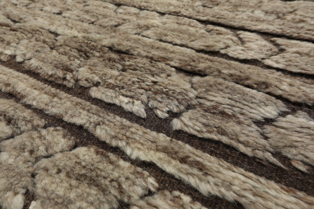 9x12 Beige, Brown, Color Hand Knotted Moroccan Wool Modern & Contemporary Oriental Rug