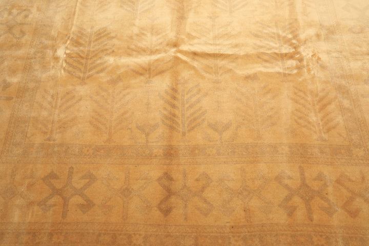 8x10 Tan, Beige, Gray Color Hand Knotted Oushak New Zealand Wool Transitional Oriental Rug