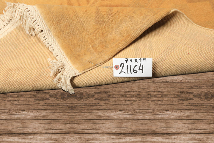 8x10 Tan, Beige, Gray Color Hand Knotted Oushak New Zealand Wool Transitional Oriental Rug