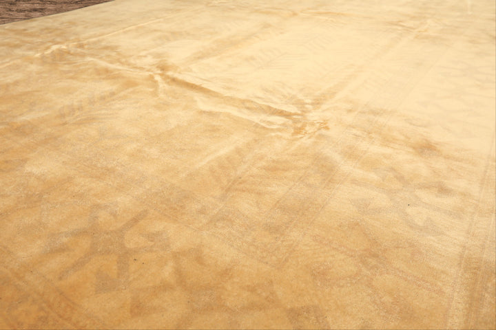 8x10 Tan, Beige, Gray Color Hand Knotted Oushak New Zealand Wool Transitional Oriental Rug