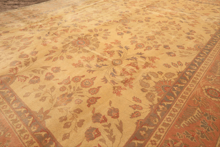 9x12 Beige, Blush, Gray Color Hand Knotted Oushak Wool Traditional Oriental Rug