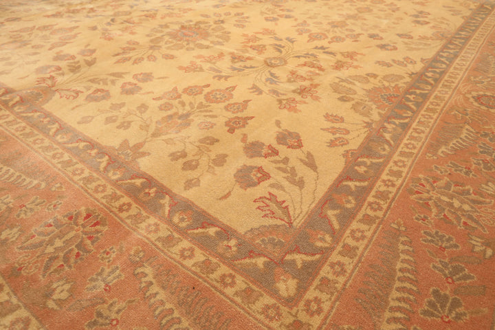 9x12 Beige, Blush, Gray Color Hand Knotted Oushak Wool Traditional Oriental Rug