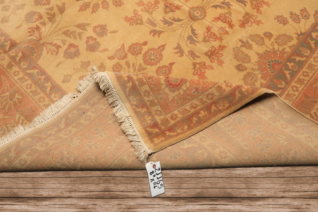 9x12 Beige, Blush, Gray Color Hand Knotted Oushak Wool Traditional Oriental Rug