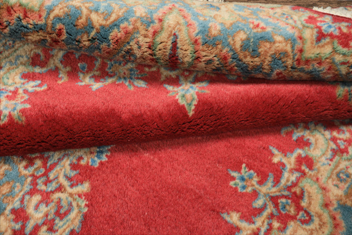 4x7 Coral, Aqua, Gold Color Hand Knotted Kerman Wool Traditional Oriental Rug