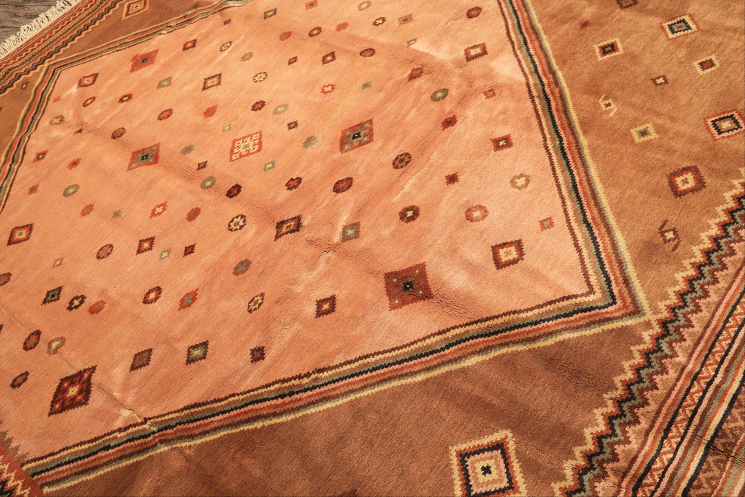 8x11 Blush, Brown, Ivory Color Hand Knotted Lori Wool Traditional Oriental Rug