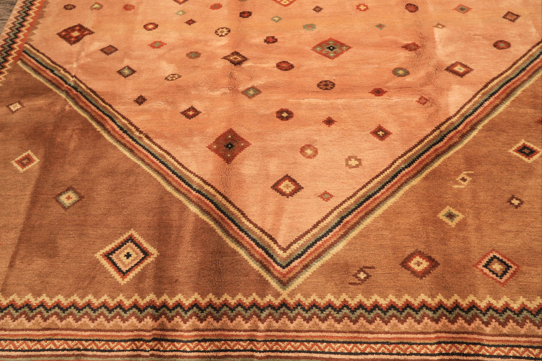 8x11 Blush, Brown, Ivory Color Hand Knotted Lori Wool Traditional Oriental Rug