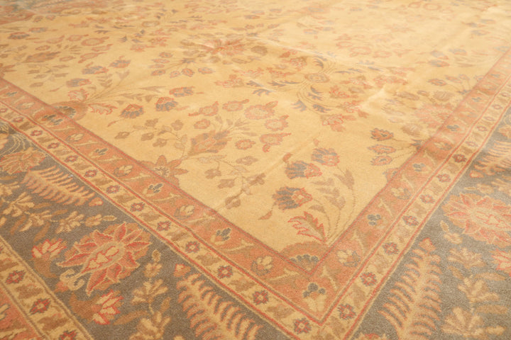 9x12 Beige, Aqua, Blush Color Hand Knotted Oushak Wool Traditional Oriental Rug