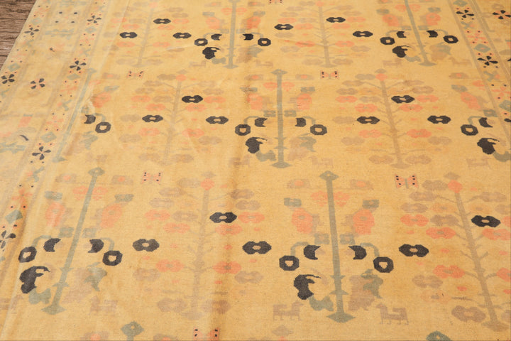 8x11 Ivory, Gray, Blush Color Hand Knotted Turkish Oushak Wool Transitional Oriental Rug