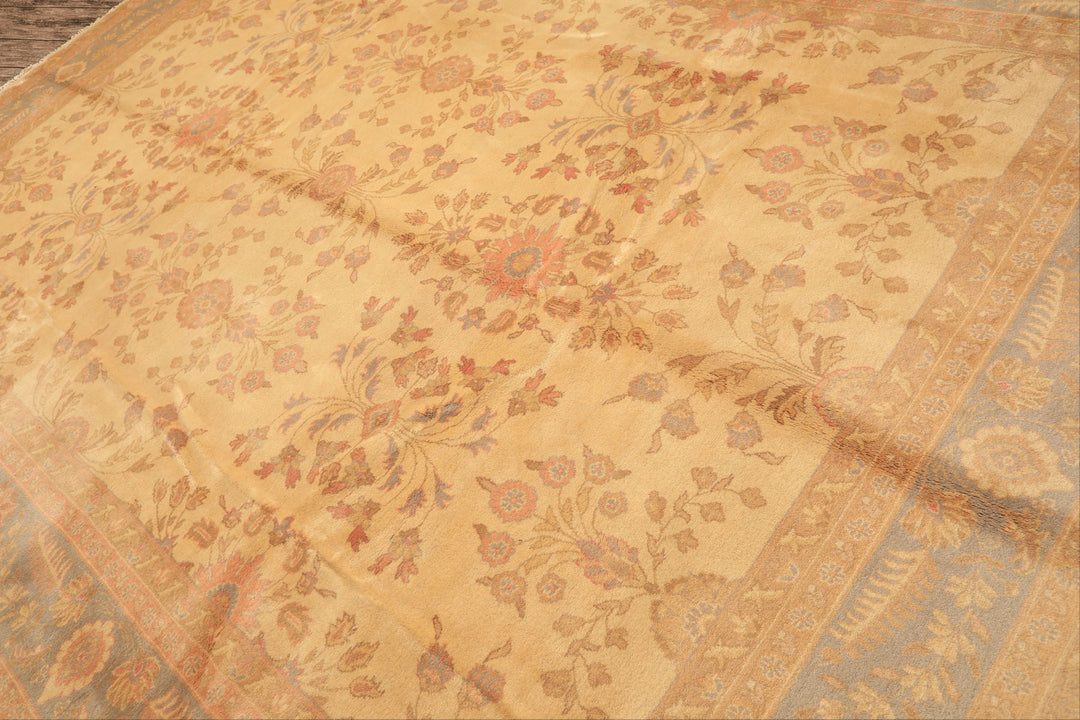 10x14 Beige, Seafoam, Blush Color Hand Knotted Oushak Wool Traditional Oriental Rug