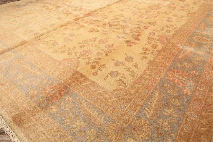 10x14 Beige, Seafoam, Blush Color Hand Knotted Oushak Wool Traditional Oriental Rug