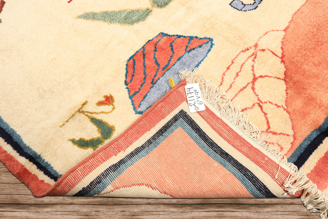 6x9 Ivory, Blush, Red Color Hand Knotted Gabbeh Wool Modern &amp; Contemporary Oriental Rug