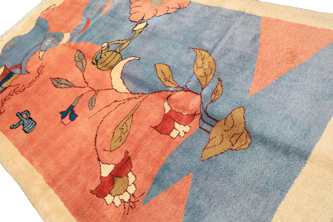 6x9 Blue, Blush, Lime Color Hand Knotted Gabbeh Wool Modern &amp; Contemporary Oriental Rug
