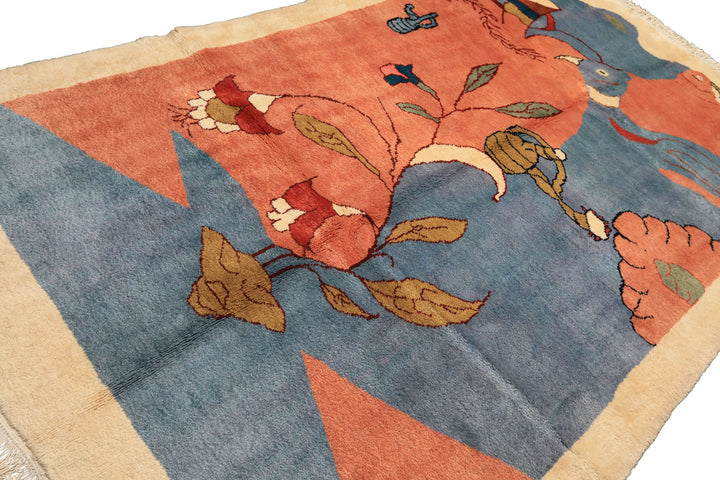 6x9 Blue, Blush, Lime Color Hand Knotted Gabbeh Wool Modern &amp; Contemporary Oriental Rug