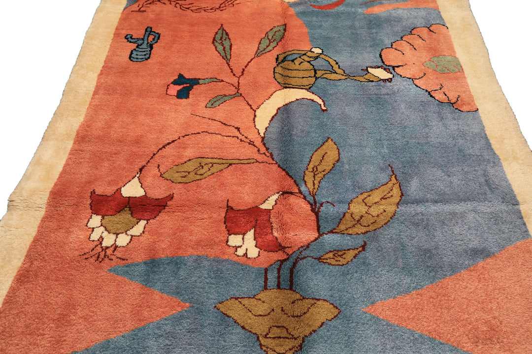 6x9 Blue, Blush, Lime Color Hand Knotted Gabbeh Wool Modern &amp; Contemporary Oriental Rug
