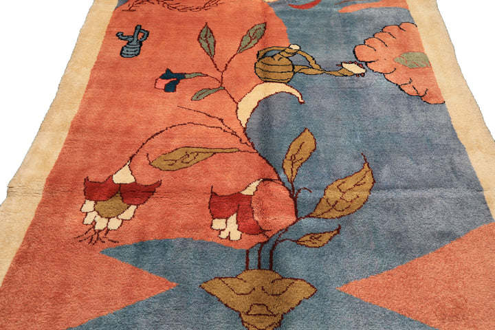 6x9 Blue, Blush, Lime Color Hand Knotted Gabbeh Wool Modern &amp; Contemporary Oriental Rug