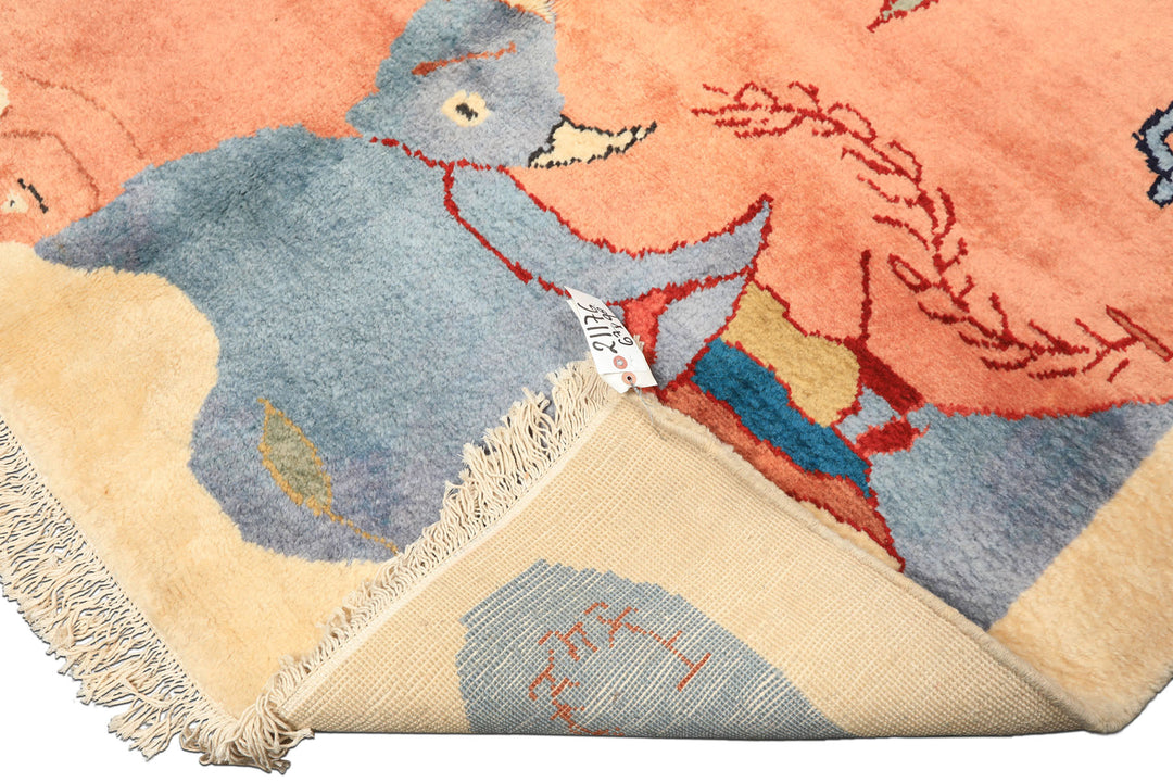 6x9 Blue, Blush, Lime Color Hand Knotted Gabbeh Wool Modern &amp; Contemporary Oriental Rug