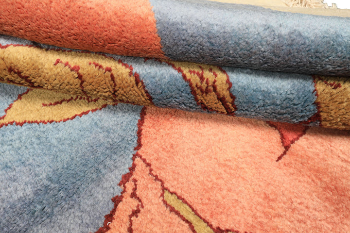 6x9 Blue, Blush, Lime Color Hand Knotted Gabbeh Wool Modern &amp; Contemporary Oriental Rug